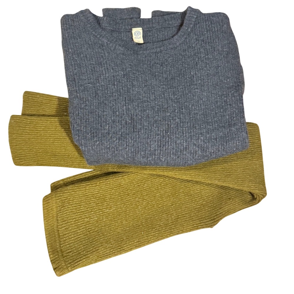 NUI Ribbed Merino Wool Blend Set Size 12y Sweater Legging Bundle Minimalist